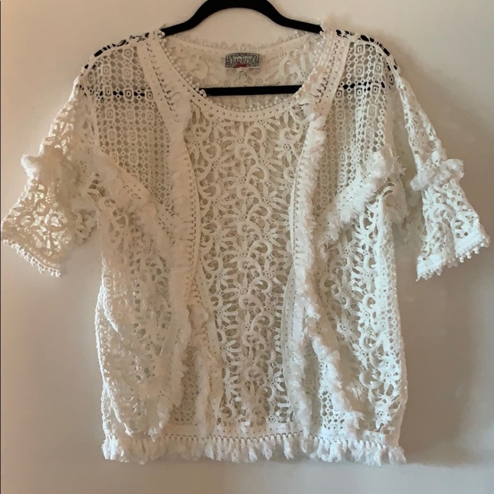 Yoana baraschi white lace crochet top Anthro